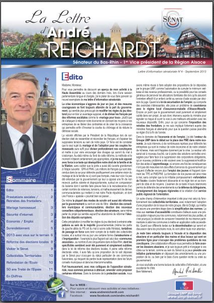 Newsletter André REICHARDT N°4 septembre 2013